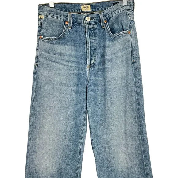 Citizens of Humanity Flavie Denim Trousers Light Blue Wash Size 25 Wide Leg - Picture 2 of 11